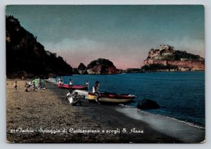 Beach of Catfatomana & The Rocks of S. Anna ISCHIA 4x6 Vintage Postcard 0141