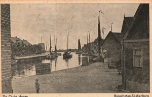 Netherlands Bunschoten Spakenburg De Oude Haven Vintage Postcard 03.74