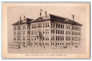 Rock Island Illinois IL Postcard Head Offices M W Of A Building 1911 Antique