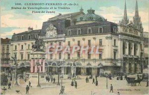 Old Postcard Clermont Ferrand (P D) Statue of Vercingetorix and Theater PLace...