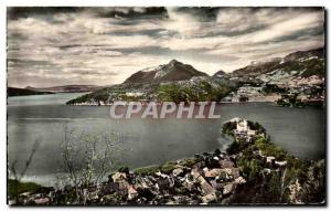 Old Postcard Panorama of Lake d & # 39Annecy bottom Duingt