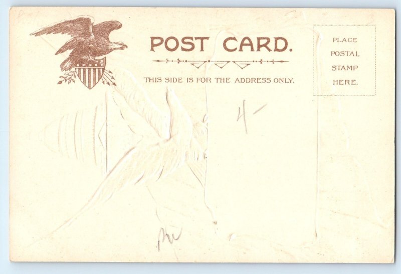 c1905 US Capitol Building Eagle Patriotic Flag Embossed Antique Postcard