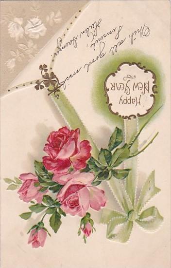 Happy New Year With Beautiful Roses 1908