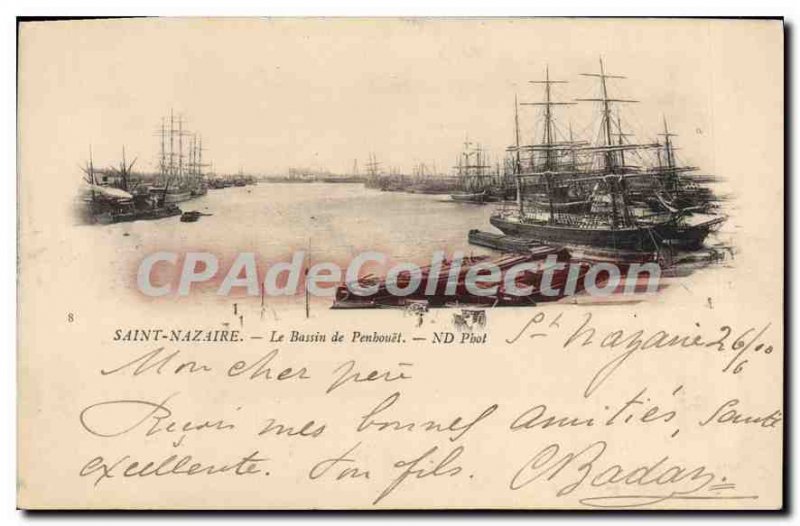 Postcard Old St Nazaire Basin Penhouet