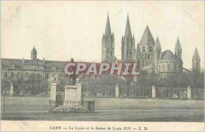 Old Postcard Caen and the Lycee Louis XIV Statue