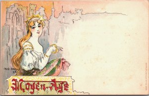 Art Nouveau Lady Jack Abeille 1898 Jugendstil Vintage Postcard C212