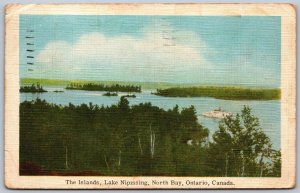 Postcard North Bay Ontario c1950 The Islands Lake Nipissing Scenic View