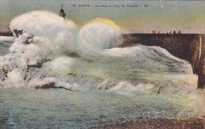 France Dieppe La Jetee un Jour de Tempete