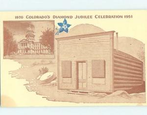 1951 State DIAMOND JUBILEE ANNIVERSARY Capitals Of Golden & Denver CO hn1930