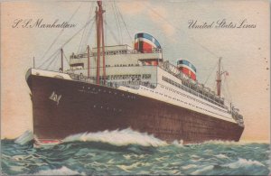 Postcard Ship United States Lines SS Manhattan