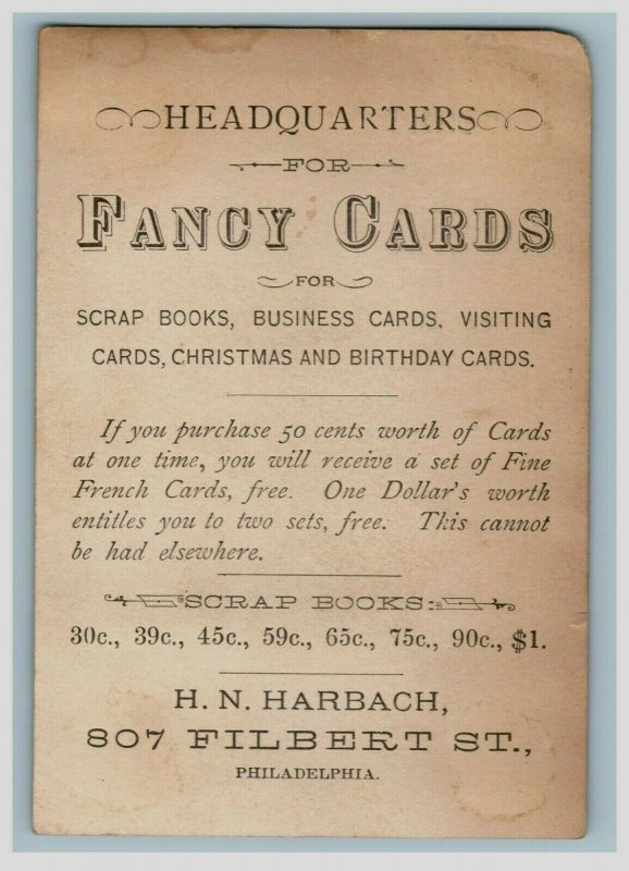 1870's H.N Harbach Trade Card Printer Fancy Christmas Cards P168