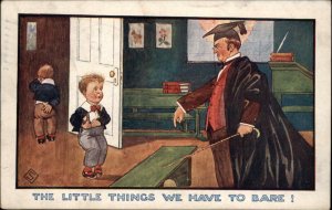 Angry Schoolmaster Spanking Boys Capital Punishment c1910 Postcard