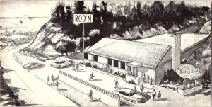 Chinook Rod-n-Reel Restaurant Gold Beach Oregon Vintage Lithograph Postcard