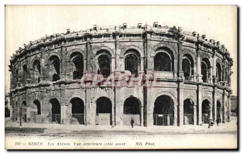 Old Postcard Nimes Les Arenes Exterior View West Coast