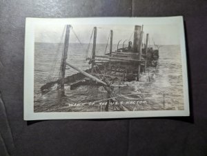 Mint USA Ship RPPC Postcard Wreck of the USS Hector