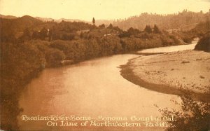 c1910 Postcard; Russian River Scene, Sonoma County CA Northwest Pacific RR Line