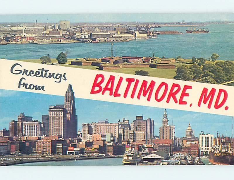 Pre-1980 TWO VIEWS ON CARD Baltimore Maryland MD ho7760