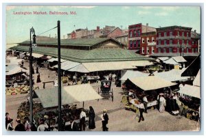 1940 Busy Scene At Lexington Market Baltimore Maryland MD Vintage Postcard