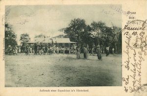 cameroon, KRIBI, Departure of an Expedition into the Hinterland (1903) Postcard