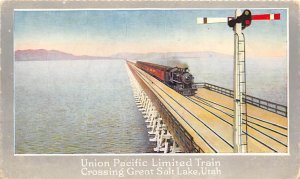 Union Pacific Limited Train Crossing the Great Salt Lake, Utah, USA Utah Trai...
