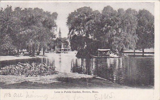 Lake in Public Garden Boston Massachusetts 1906