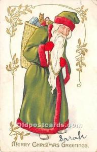 Santa Claus Christmas 1908 tip of right top corner has small crease, light st...