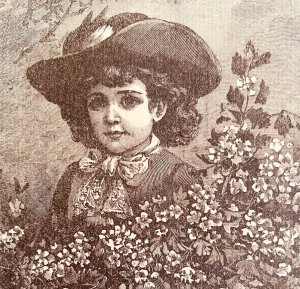 Farmers Daughter Flowers 1892 Victorian Art Woodcut Printing Ephemera DWY10A