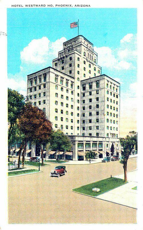 Auto Filmore Central Hotel Westward HO 1920s Postcard  Phoenix Arizona 5560