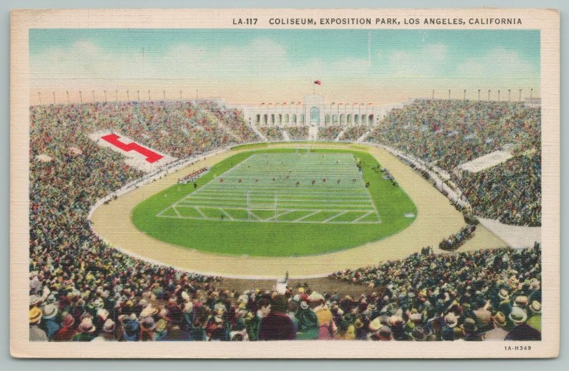 Los Angeles California~Expo Park Coliseum~1940s Linen Postcard