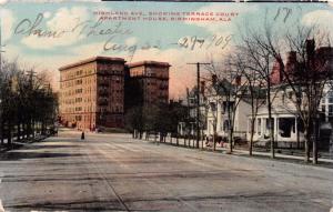 BIRMINGHAM ALABAMA HIGHLAND AVE~TERRACE COURT APARTMENT HOUSE POSTCARD 1909