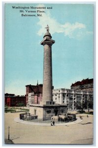 c1950's Washington Monument Mt. Vernon Place Tower Statue Baltimore MD Postcard