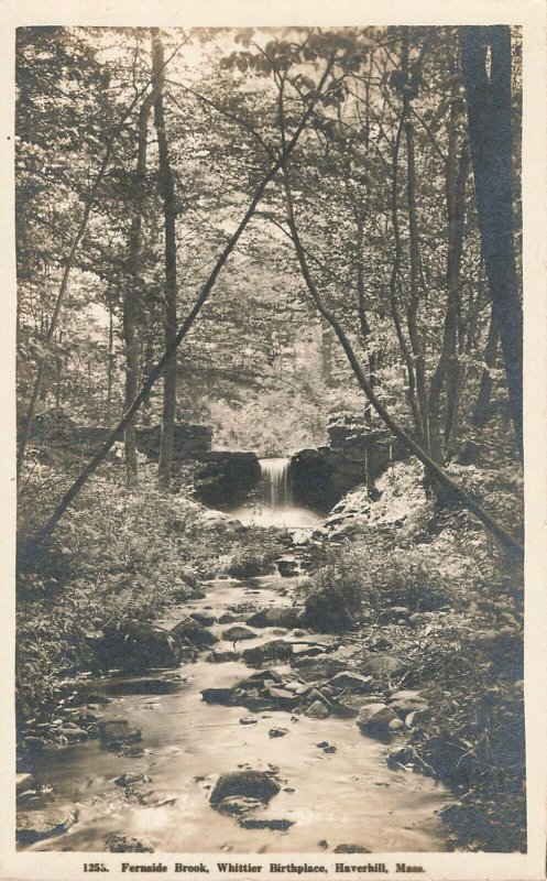 Postcard RPPC Fernside Brook, Whittier Birthplace, Haverhill, Massachusetts ME6.