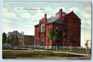 Ontonagon Michigan MI Postcard Court House Building Exterior Scene Vintage