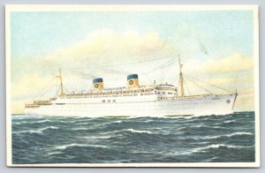 Transportation~Home Lines SS Homeric Passenger Steamship @ Sea~Vintage Postcard