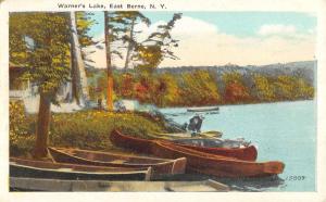 East Berne New York Warners Lake Row Boats Antique Postcard K63439