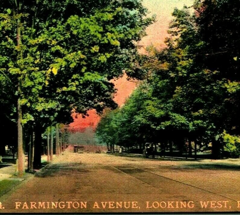 Farmington Avenue Ricerchi West Hartford Connecticut CT 1910s Vtg Cartolina Unp