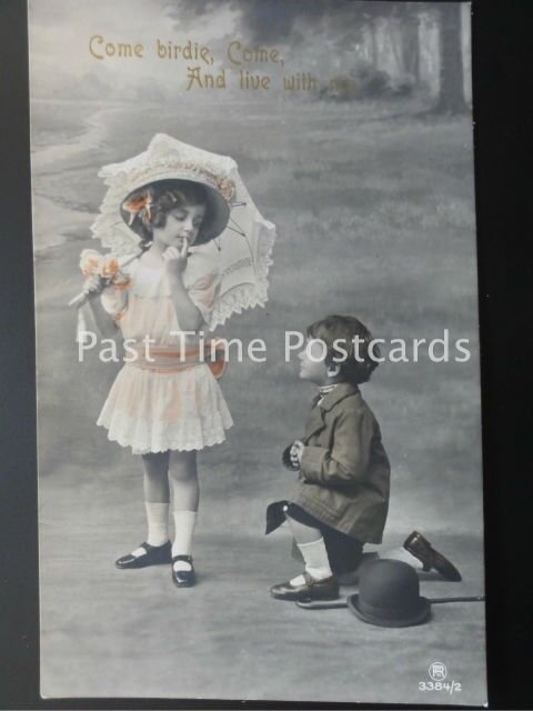 c1912 RP Little Boy & Girl Come Birdie Come & Live With Me by A Stiebel 3384/2