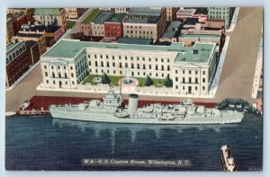 Wilmington North Carolina NC Postcard U.S Custom House Big Ship 1950 Vintage