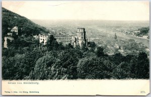 Gruss Von Heidelberg Germany Buildings Castles Mountains Postcard