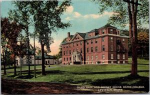 Rand Hall and Cheney House Bates College Lewiston Maine Vintage Postcard L06
