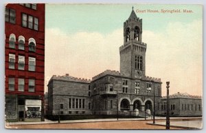 Court House Springfield Massachusetts Street View Historical Landmark Postcard