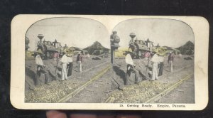 EMPIRE PANAMA CANAL ZONE RAILROAD TRAIN CONSTRUCTION STEREOVIEW CARD