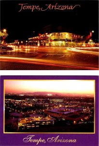 2~4X6 Postcards TEMPE, AZ Arizona  STREET SCENE & BIRD'S EYE VIEW  Night Scenes