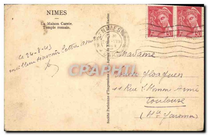 Old Postcard Nimes La Maison Carree