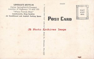 Advertising Linen Postcard, Lendale's Drive-In, Champaign Illinois