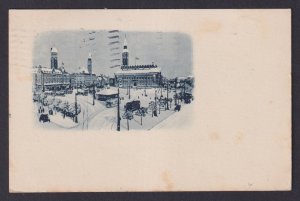 Vintage postcard 1930 Copenhagen Raadhuspladsen winter view Denmark