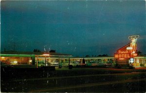 Postcard 1950s Kansas Liberal Ranch Motel Night Neon occupational KS24-2466