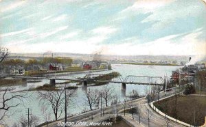 Miami River Bridge Panorama Dayton Ohio 1910c postcard