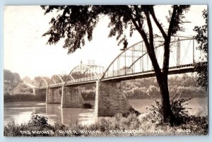 Keosauqua Iowa IA Postcard RPPC Photo View Of Des Moines River Bridge 1933