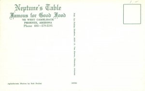 Phoenix AZ Neptune's Table Restaurant 702 W Camelback, Vintage Chrome Postcard